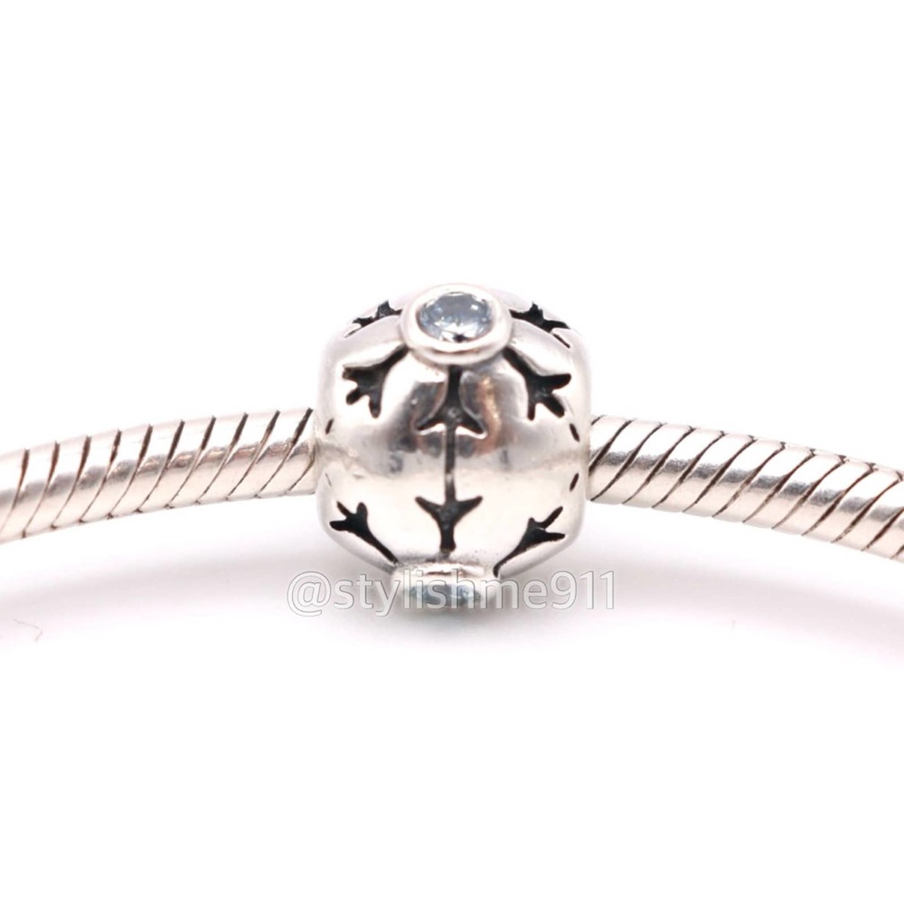Authentic PANDORA Sterling Silver Crystalized Snowflake Blue CZ Charm - Picture 4 of 10